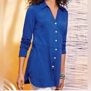 Soft Surroundings Knit Lagoon Blue Tunic